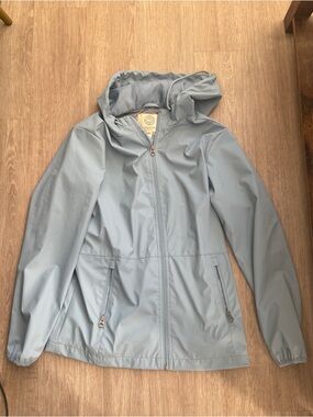 Weatherproof Light Blue Hooded Rain Jacket